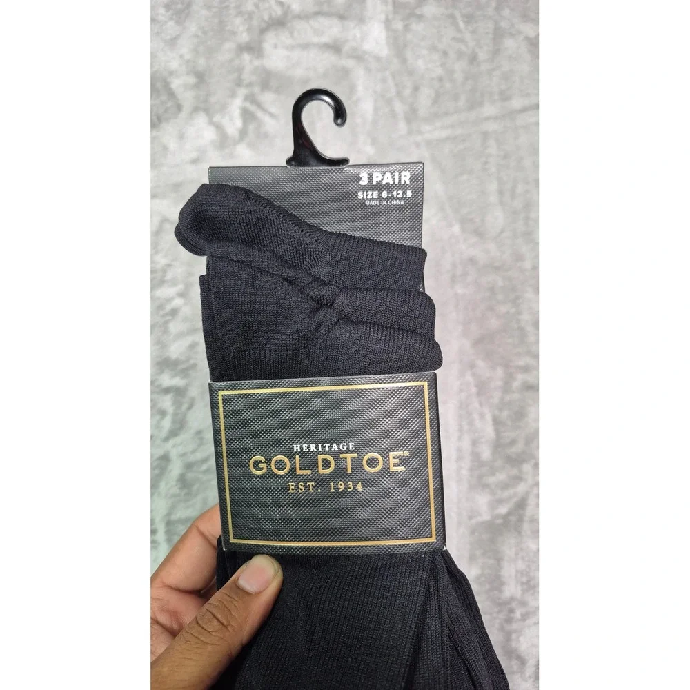 Two Goldtoe Metropolitan Over The Calf Dress Socks 3 Pair Black Size 6-12.5 101H